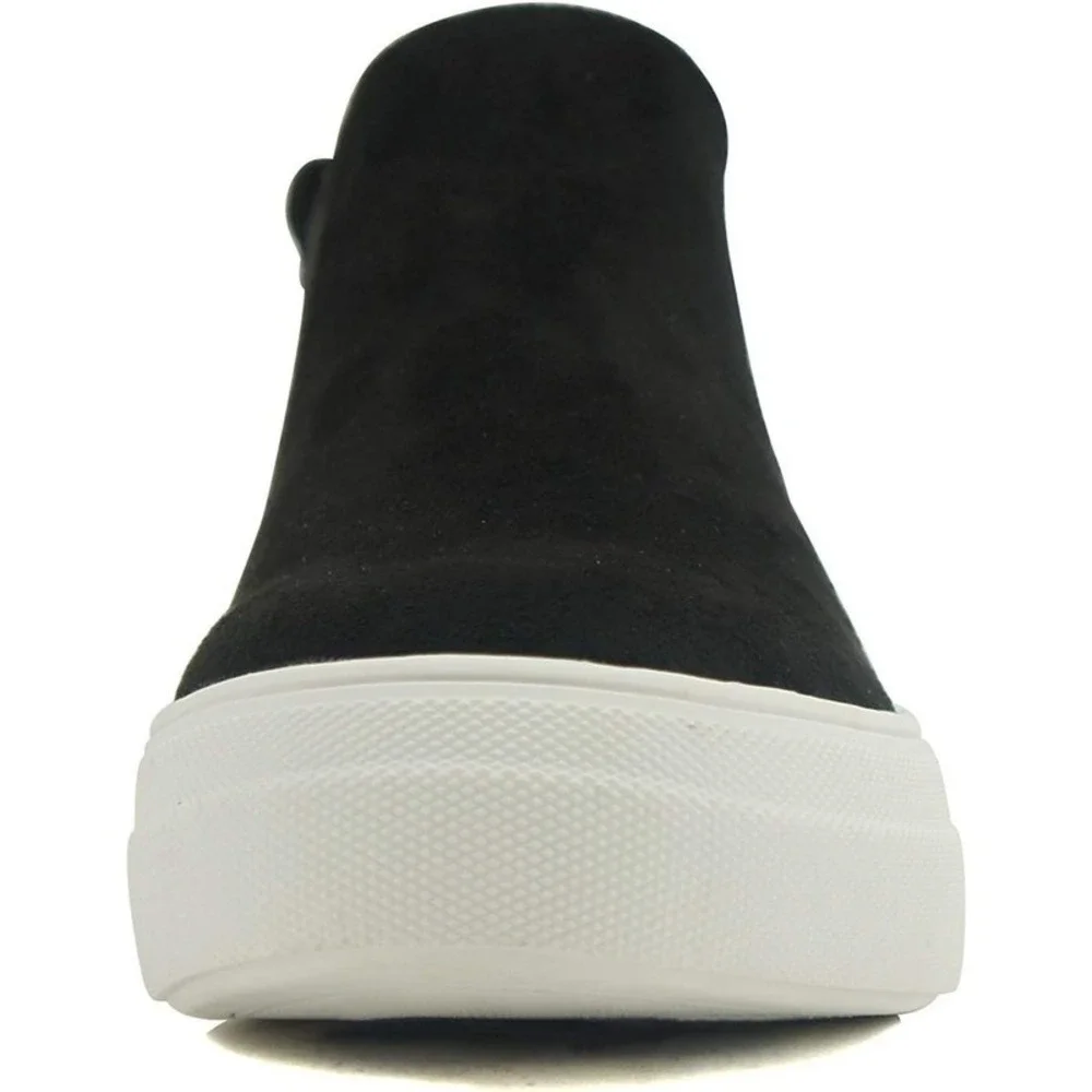 Women's Black Canvas Platform Slip on Sneakers Chelsea Cushion Foam Soda SZ 9